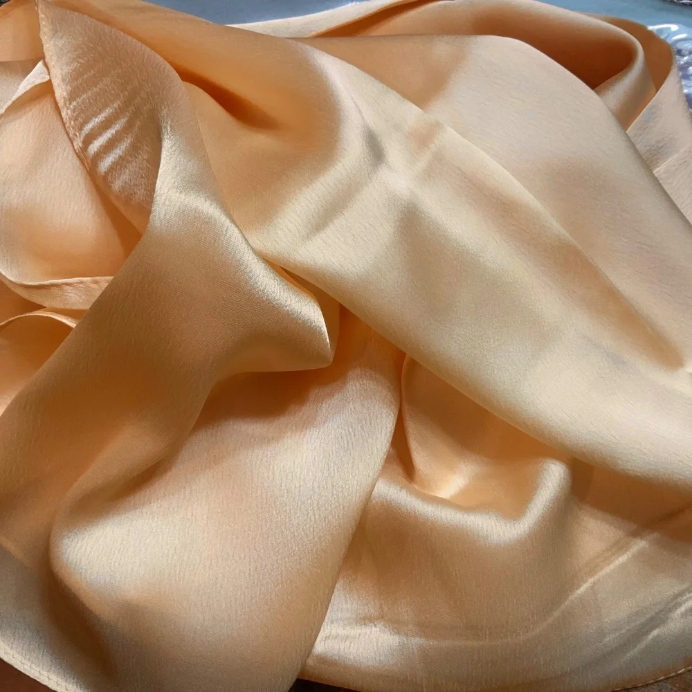 Light Caramel Beige 100% SILK SATIN Large Shawl Scarf Wrap Wedding Cover Up